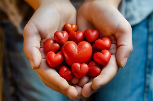 Hände gefüllt mit Herzen